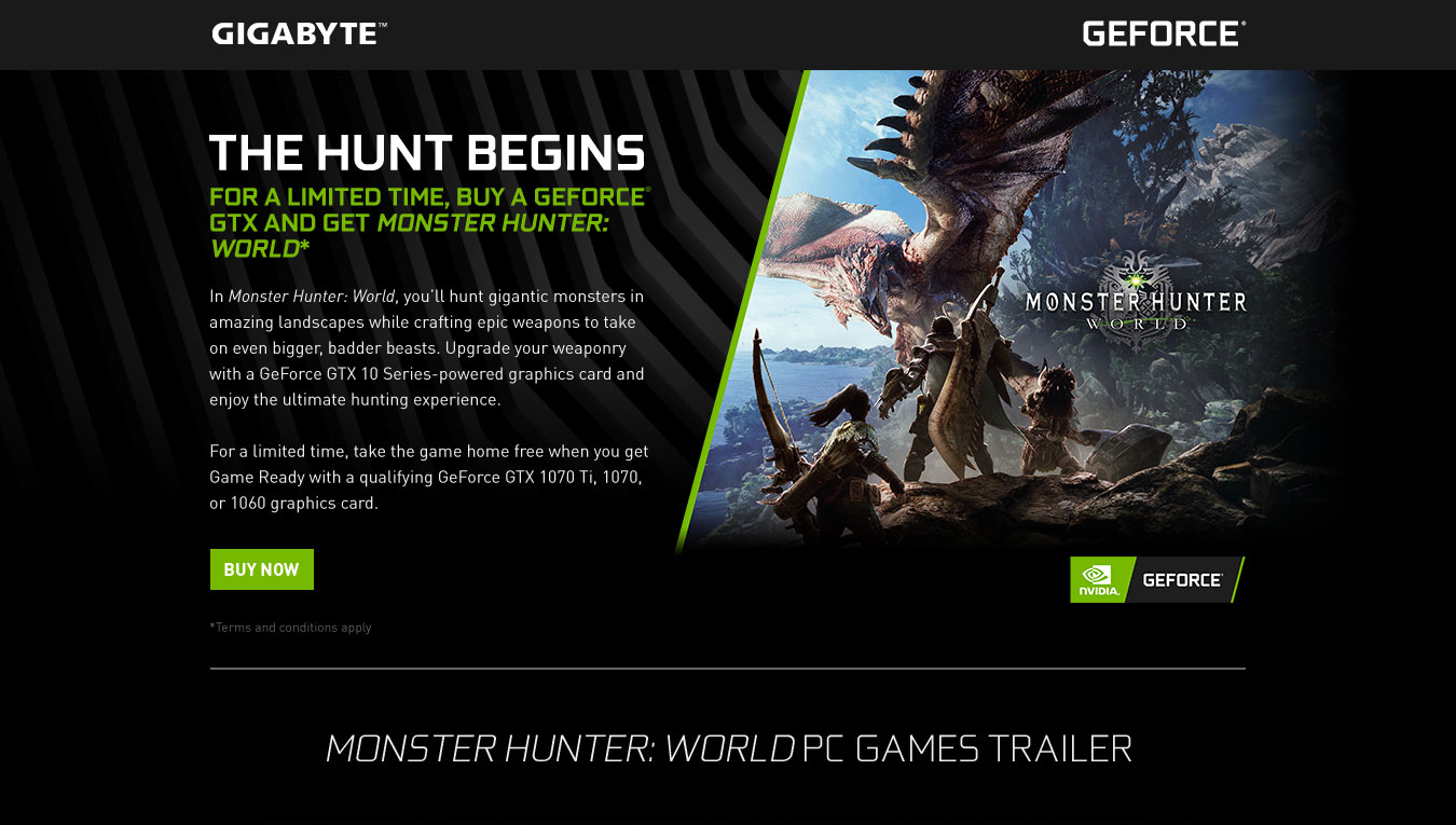 gigabyte geforce monster hunter world game ready bundle